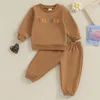 Set di abbigliamento Vestiti per neonata Set coordinati Top a maniche lunghe in waffle e pantaloni elastici Tute da bambino per bambini