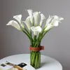 7st Pu Long Branch Large Calla Lily Realistic Artificial Flowers Wedding Decor Flower Arrangement Home Party Calla Fake Flowers 240306