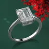 Clusterringen Prachtige 925 Sterling Zilveren Rechthoek Echte Moissanite Voor Vrouwen Bruiloft Luxe Sieraden Groothandel