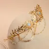 Pinces à cheveux Vintage couronne de mariage pour femmes, bandeau de bal de couleur or, feuille de mariée, diadème frontal, accessoires de pièce de mariée