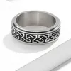 Sculpture Stainless Steel Rotating Ring Band Celtic Knot Relieve Anxiety Rotatable Rings Wedding Band for Couples men Fashion Jewelry