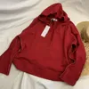 Sweat à capuche rouge pour femmes, Version avec cordon de serrage, col en v ample, très avancé et Durable, grand corps fin, MAR2024