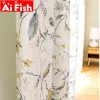 Curtains American Pastroal Bird Print Design Half Blackout Curtains For Living Room Window Screen Bedroom Tulle cortina Fabric Drapes #40