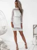 Abiti casual di base Lossky Sexy cuciture in pizzo bianco scava fuori abiti da festa donne eleganti brevi mini abiti casual estivi vestiti per le donne 2024L2403