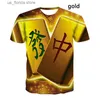 Men's T-Shirts Funny Chinese Mahjong Graphic T Shirt for Men Clothing Fashion Strtwear Short Slve Casual Round Neck T-shirt Unisex Tops T Y240321