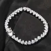 Ins Style Amour Coeur En Forme De Tennis Chaîne Bracelet Prong Glacé Zircone Cubique Hip Hop Cuivre Bling Diamants Bracelets Bracelet Rappeur Cz Pierre Bijoux Bijoux Pulsera