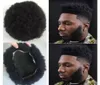 Hommes Système de cheveux Postiches pour hommes Afro Curl Full Lace Toupee Jet Black Couleur 1 American Virgin Remy Remplacement de cheveux humains pour Blac9223698