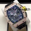 Män tittar på RM Wristwatch Luxury Watch Tourbillon RM Diamond Tactical Wrist Mechanical RM1103 Machinery 44550mm RM1103 Rose Gold Diamond