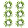 Decoratieve bloemen 6 stuks trouwringen nep eucalyptusbladeren ring kunstmatige kransen