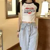 2024 New Short Fit Short Sleeve T-shirt Womens Cotton Top Small Shirt Spicy Girl Nightclub Dance Sexy Womens Wear