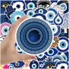 Autocollants de voiture 50pcs / lot Lucky Devils Eye yeux bleus autocollant mal pour bricolage Lage ordinateur portable skateboard vélo décalcomanies vente en gros livraison directe A Otp8R