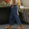 Женские брюки, модные однотонные кружевные летние укороченные повседневные свободные брюки с высокой талией и карманами для тренировок, 2024