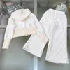 Conjunto de casaco infantil de luxo material de veludo logotipo jacquard meninas fatos de treino tamanho 100-150 cm outono conjunto de duas peças jaqueta e calças com zíper para bebê 24mar