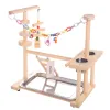 Perches Parrot Playstand Bird Play Stand Cockatiel Playground Wood Perch Gym Playpen Ladder with Feeder Cups Toys (Include a Tray)