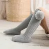 Kids Socks Ladka Kids Girls Socks Cotton Fur Ball Knee High Childrens Socks For Girls Winter Warm Knitted Baby Stocking Age for 0-7Years yq240314