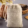 Scrubbers 20/30/40/50Pcs Shower Bath Sisal Soap Bag Natural Sisal Soap Bag Exfoliating Soap Saver Pouch Holder