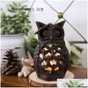 Ljusstakar järn Owl Candlestick Study Desktop Decor Holder Creative Vintage Lantern for Home Coffee Decoration DHS Drop HomeForavor DHCFG