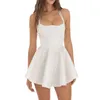 Casual Dresses Elegant Ladies Sexy Sleeveless Halter A-Line Short Dress 2024 Summer Women's White Backless Hollow Tie Up Zipper