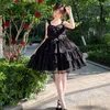 Casual Dresses 2024 Summer Classical Elegant Suspender Dress Women Lolita Soft Girl Solid Kawaii Bow Trailing Lace Wedding Party JSK