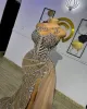 Arábico Arábico ASO ebi ouro luxuoso sereia vestidos de baile de miçangas festas noturnas festas formais segunda recepção vestidos de aniversário vestidos