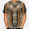 T-shirt da uomo 2024 Estate Moda uomo Top T-shirt 3D Stampa meccanica Costume etnico Uomo Girocollo Top oversize Cpe