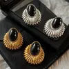 Boucles d'oreilles à tige en résine noire, bijoux modernes, géométriques, en métal, pour filles et femmes, cadeau de fête