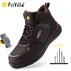 Scarpe casual FitVille Scarpe da lavoro alte da uomo Safty extra larghe Antiscivolo Punta robusta per piedi gonfi maschili Supporto per l'arco plantare Sollievo dal dolore