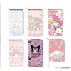 Porte-monnaie fille mignon Kuromi mélodie MTI fonction fleur impression sac à main accessoires pour enfants grand sac de capacité enfants cadeau d'anniversaire livraison directe Ba Dhnzv