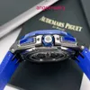 AP Watch Nieuwste beroemdheidshorloge Royal Oak Offshore-serie 26405CE Blauw keramiek met drie ogen Timing Pin-gesp Herenmode Vrije tijd Zakelijk Sportmachinehorloge