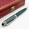 Fountain Pens Fountain Pens YAMALANG Luxury ic Blue Green Ballpoint Pen Stainless Steel Ragging Writing Smooth Office Stationery With Gem Q240314