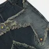 Harajuku vintage funktionell broderad stjärnmönster denim shorts mens överdimensionerade soliga Bermuda casual shorts college byxor y2k 240311