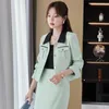 Robe de deux pièces printemps femmes solide mince coréen élégant vêtements d'affaires formel col rabattu blazer et jupe midi ensemble deux pièces mode