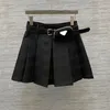 Letter Badge Pleated Skirts With Waist Bag Womens Designer Short Dress Girls Hip Hop Mini Skirt Streetwear