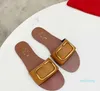 Women's luxury slippers Big Metal Buckle Slippers Fashion Summer Womens Flat Beach Sandal Luxury Ladies Cool Slides Shoes