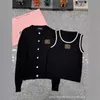 Women's Knits & Tees designer 24 Year Spring/Summer New Macaron Knitted Tank Top+Cardigan Versatile Sunscreen Set OU31