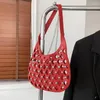 Hobo Mode Aushöhlen Solide PU Schulter Taschen Ketten Niet Hobos Hand Für Frauen 2024 Persönlichkeit Designer Stil Bolso Mujer