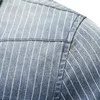 Chemises décontractées pour hommes 2024 Haute qualité Industrie lourde Lavage utilisé Stripe Denim Chemise à manches longues