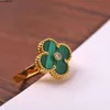 Brand Clover Designer Chinese Ring Gold Green Branco vermelho Preto Reuniões Sociais de Pedra Social Charme Anilos Diamond Emoção Emoção Dedo Dedo Ringos Jóias