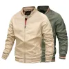 Mode bomber jacka män casual zip windbreaker jacka kappa män vår höst ny outwear stativ krage smala militärjacka män