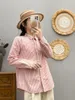 Women's Blouses 2024 Pink Striped For Women Korean Fashion Long Sleeve Cotton Stripes Elegant Shirt Plus Size Tops