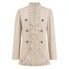 Women's Ruffle Edge Open Button Coat Autumn and Winter New Long Sleeve Short Style Small Suit