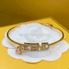 High Quality 18K Gold Plated Bracelets Designer Pearl Bangles Wedding Jewelry Gift Brand Letter Bracelet Women Crystal Lover Copper Bangle Fashion Jewelry