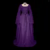 Casual Dresses Maxi Dress For Women Medieval Retro Gothic Gown Long Sleeve Lace Up Cosplay Evening Party Prom Vestido