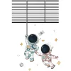 Naklejki kreskówki StopaShip Takar ścienna do pokoi dla dzieci pokoju dziecięcego astronauta satelitarna dekoracje ścienne winyl DIY WALL NACALE Art Malowidło