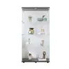 Tweedeurs glazen display kast 4 shees met deur, vloer staande curio boekenplank voor woonkamer slaapkamer kantoor, 64.7 "*31.7"*14.3 ", zwart