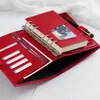 Moterm Firm Pebbled Grain Leather Cherry Red Color Genuine Cowhide Planner Rings Notebook Cover Diary Agenda Organizer Journey 240307