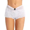 Vêtements de nuit pour femmes Femmes Dentelle Volants Tanga Shorts Taille élastique Sexy Mesh Cheeky Boyshort Panty Booty Rétro Lingerie Sous-vêtements