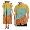 Vestidos de festa verão moda senhoras mumu vestido com camisa masculina tribo polinésia design casal terno para apoiar o seu