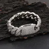 Hip Hop – Bracelet avec boucle à rabat de 20mm, trois rangées de diamants en Zircon, chaîne cubaine épaisse, bijoux pour hommes