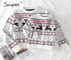 Familjsmatchande kläder Simple Oneck Christmas Sweater Autumn Winter Deer Print Sticked Pullovers 2021 Year5402801